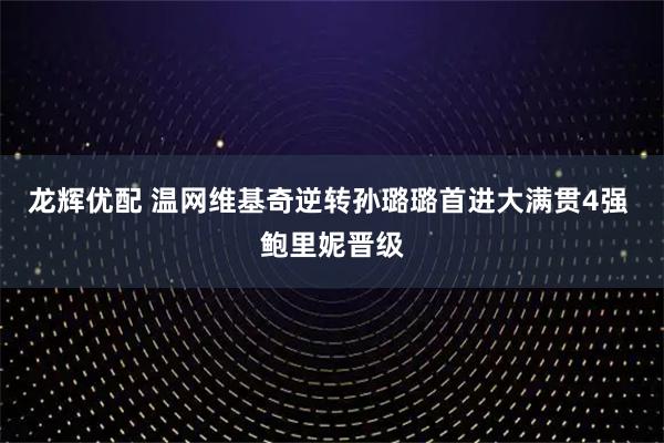 龙辉优配 温网维基奇逆转孙璐璐首进大满贯4强 鲍里妮晋级